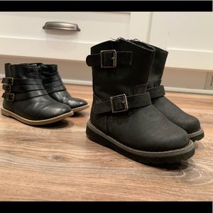 2 pair toddler girl black boots